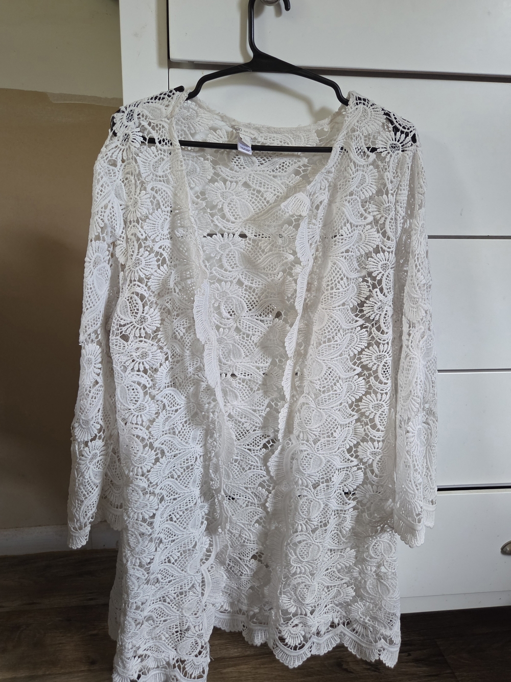 Cato White Crochet Lace Open Cardigan